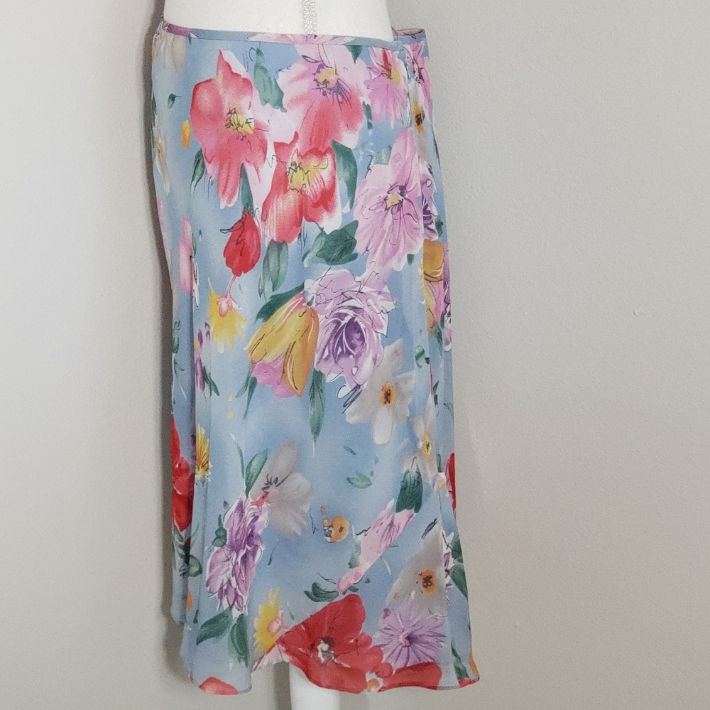 Ralph Lauren Sea Blue Floral Skirt NWT - Picture 2 of 2